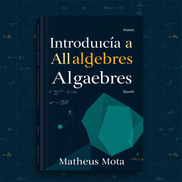 A captivating book cover design for a mathematics textbook titled 'Introdução às Álgebras de Lie', authored by Matheus Mota