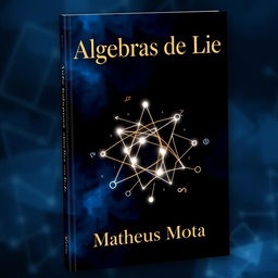 A captivating book cover for 'Algebras de Lie' by Matheus Mota, featuring a visually striking design that represents mathematical concepts