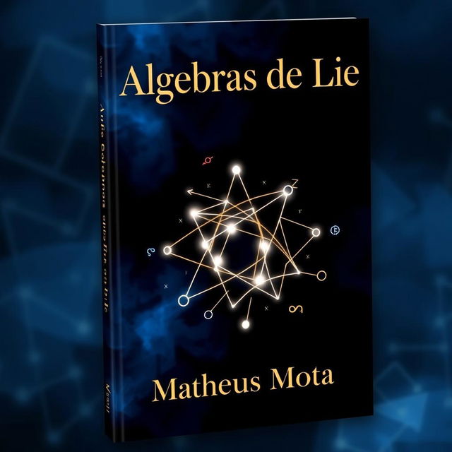 A captivating book cover for 'Algebras de Lie' by Matheus Mota, featuring a visually striking design that represents mathematical concepts