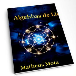 A captivating book cover for 'Algebras de Lie' by Matheus Mota, featuring a visually striking design that represents mathematical concepts