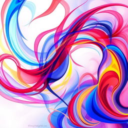 An abstract composition featuring vibrant colors and dynamic shapes, creating a sense of motion and energy