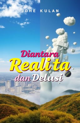 A book cover design for a title named 'Diantara Realita dan Delusi' (Between Reality and Delusion)