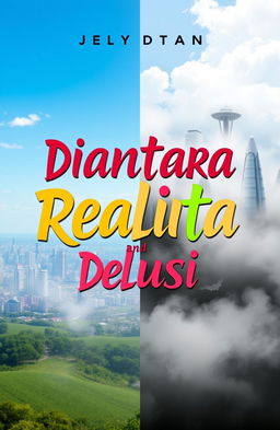 A book cover design for a title named 'Diantara Realita dan Delusi' (Between Reality and Delusion)