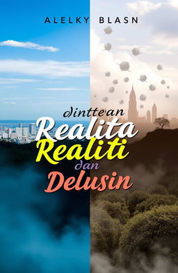 A book cover design for a title named 'Diantara Realita dan Delusi' (Between Reality and Delusion)