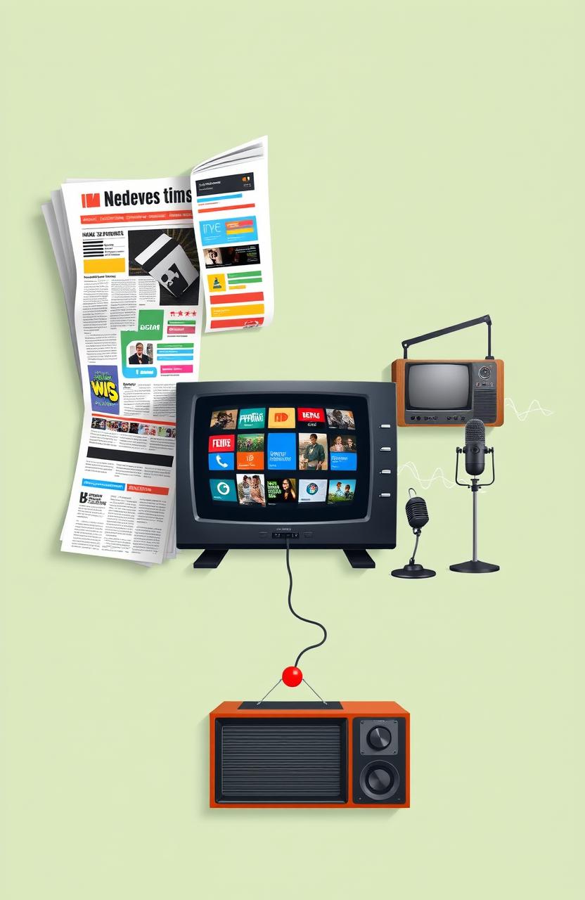 A visually engaging artwork depicting the concept of media transformation