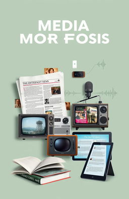 A visually striking collage representing the theme of media transformation, titled 'MEDIAMORFOSIS'