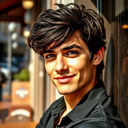 A strikingly attractive young man with captivating features, exuding confidence and charm