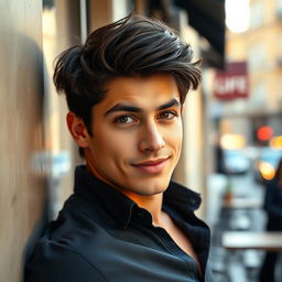 A strikingly attractive young man with captivating features, exuding confidence and charm