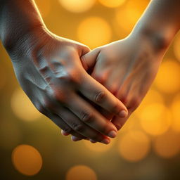 A close-up shot of two hands gently intertwined, showcasing a beautiful connection symbolizing love and unity