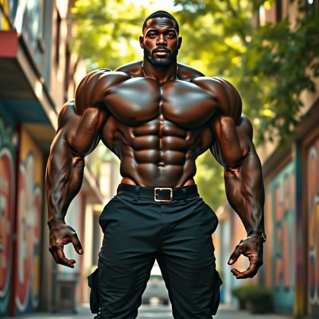 A tall, strong black man with four muscular arms, showcasing impressive physique and strength