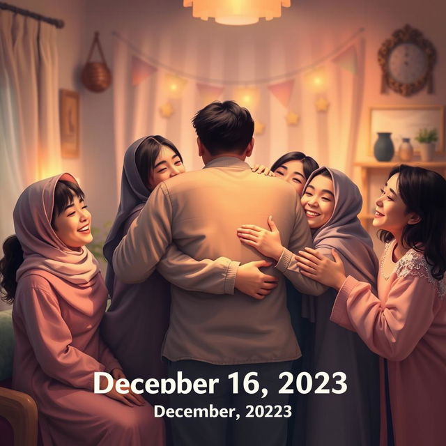 A heartfelt scene depicting a joyful gathering of a brother and sister, celebrating a special bond on December 16, 2023