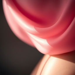A close-up, artistic depiction focusing on the texture and color of delicate pink skin, highlighting soft curves and light play, invoking a sense of softness and beauty