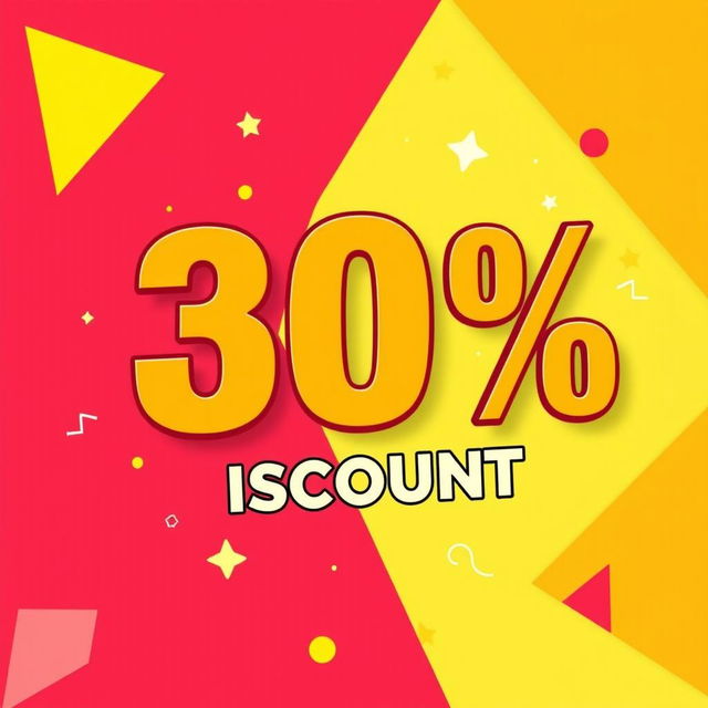 A vibrant and eye-catching banner design featuring the text '30% Discount' prominently in bold, attractive font