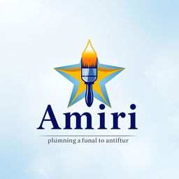 A creative logo design for the brand 'Amiri', which specializes in painting building walls, drywall, and other surfaces
