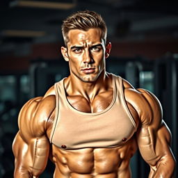 A muscular bodybuilder showcasing a chiseled physique with defined muscles and a confident stance