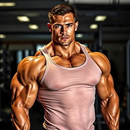 A muscular bodybuilder showcasing a chiseled physique with defined muscles and a confident stance