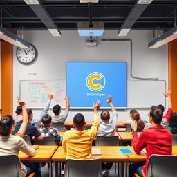 A vibrant and inviting classroom setting designed for a C programming course