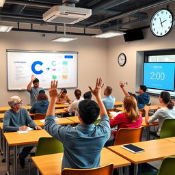 A vibrant and inviting classroom setting designed for a C programming course