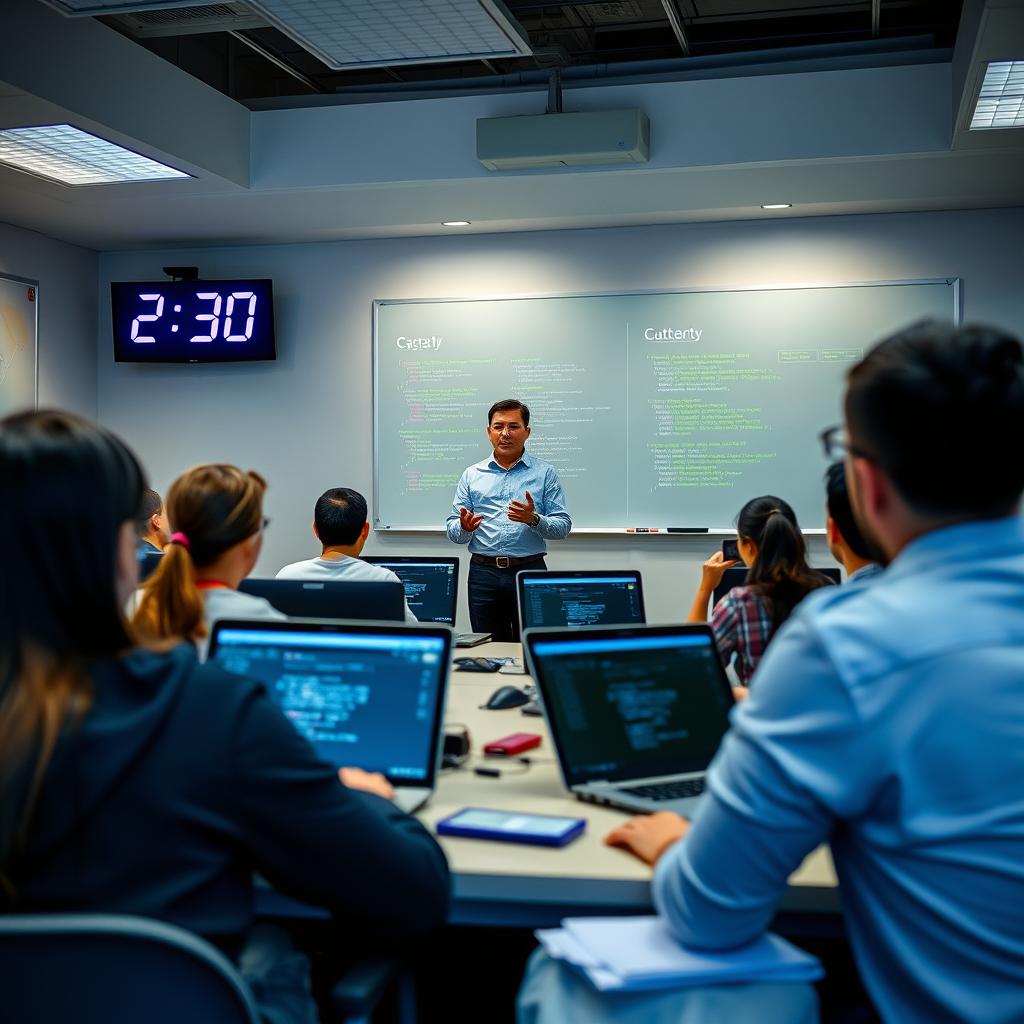 A computer classroom filled with eager students learning C programming