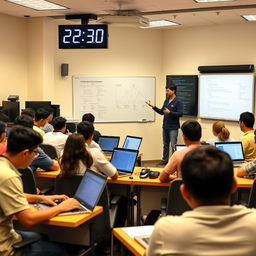 A computer classroom filled with eager students learning C programming
