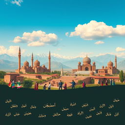 A vibrant and colorful landscape image representing the diverse cultures and languages of Iran