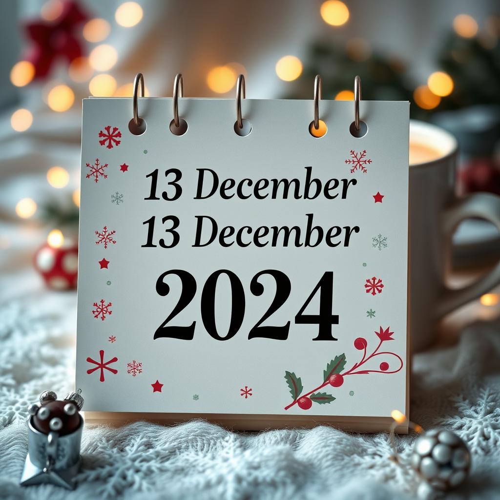 An edited image of a calendar page displaying the date '13 December 2024', with the day in bold and the month clearly written