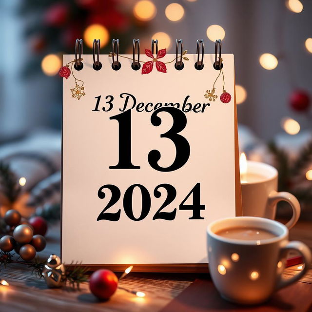 An edited image of a calendar page displaying the date '13 December 2024', with the day in bold and the month clearly written