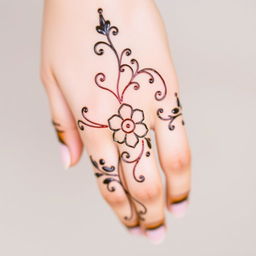 A beautiful and elegant mehndi (henna) design on the back of a woman's hand