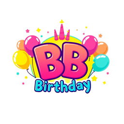 A vibrant birthday-themed logo designed in a Pokémon style, prominently featuring the letters 'BB'