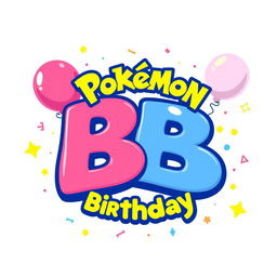 A playful birthday-themed logo styled in the recognizable Pokémon aesthetic, featuring the letters 'BB'