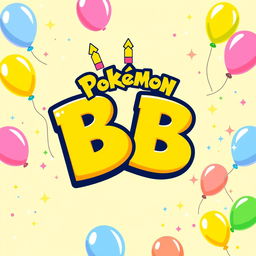 A joyful birthday-themed logo inspired by the Pokémon style featuring the letters 'BB'