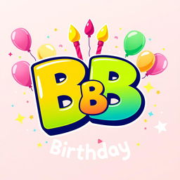 A joyful birthday-themed logo inspired by the Pokémon style featuring the letters 'BB'