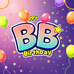 A joyful birthday-themed logo inspired by the Pokémon style featuring the letters 'BB'