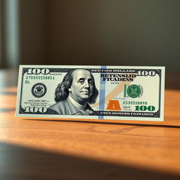 A hyper-realistic illustration of a 100 dollar bill, showcasing intricate details such as the iconic portrait of Benjamin Franklin, the distinctive green hues, and the fine print