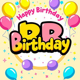 A cheerful birthday-themed logo inspired by Pokémon, prominently featuring the letters 'BB'