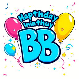 A cheerful birthday-themed logo inspired by Pokémon, prominently featuring the letters 'BB'