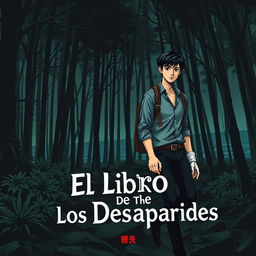 An elongated manhwa-style book cover for a mystery novel titled 'El Libro De Los Desaparecidos'