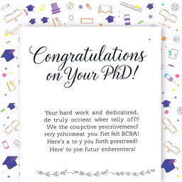 A beautifully designed congratulatory card for someone completing their PhD in BCBA (Board Certified Behavior Analyst)
