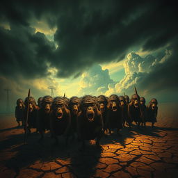 A vivid depiction of the scorching and terrifying atmosphere in the Padang Mahsyar