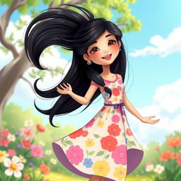 An artistic depiction of a young woman named Ritu, portrayed in a cute and whimsical style