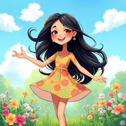 An artistic depiction of a young woman named Ritu, portrayed in a cute and whimsical style