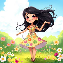 An artistic depiction of a young woman named Ritu, portrayed in a cute and whimsical style