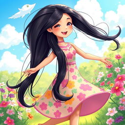 An artistic depiction of a young woman named Ritu, portrayed in a cute and whimsical style