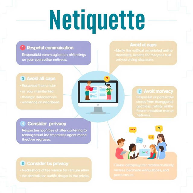 A visually appealing and informative infographic about netiquette rules