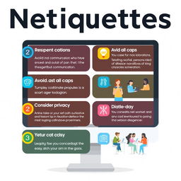 A visually appealing and informative infographic about netiquette rules