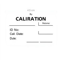 A calibration label designed in a rectangular shape with rounded corners, measuring 4