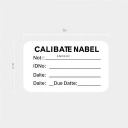 A calibration label designed in a rectangular shape with rounded corners, measuring 4