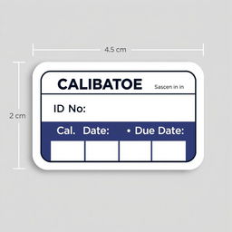 A calibration label designed in a rectangular shape with rounded corners, measuring 4