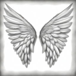 A monochromatic pencil sketch showcasing a pair of wings