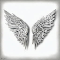 A monochromatic pencil sketch showcasing a pair of wings